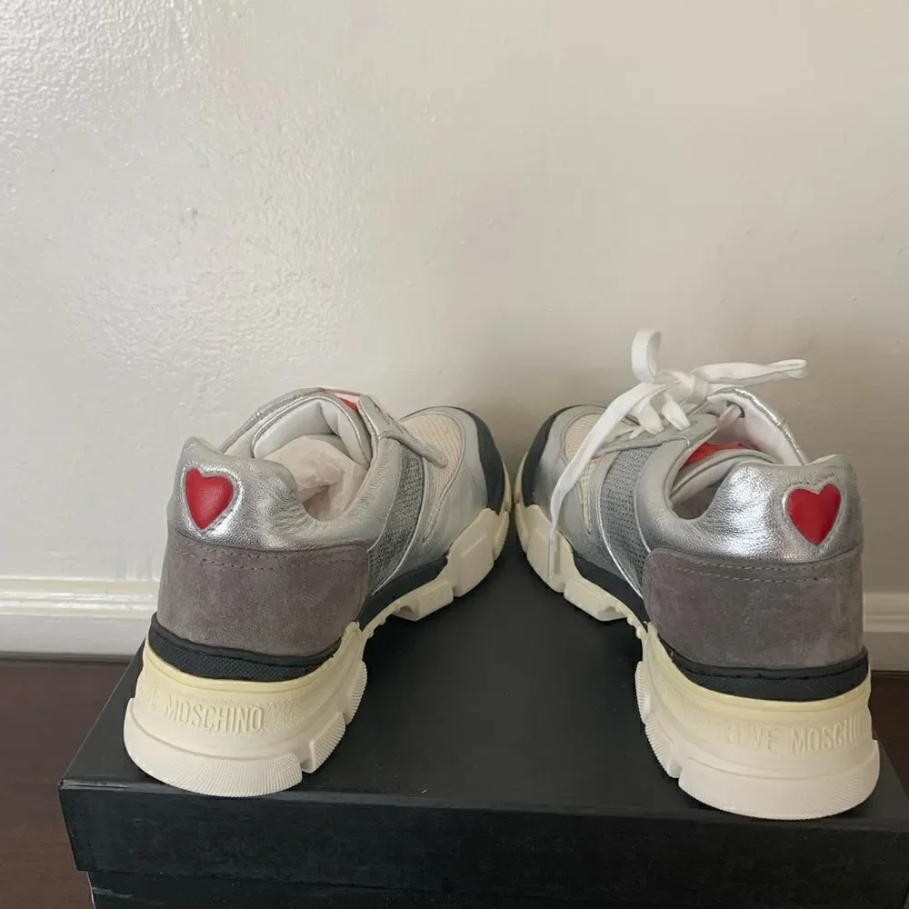 Love Moschino Trekk  leather metallic sneaker